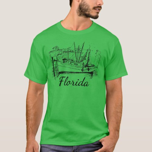 Florida Classic Shrimp Boat Long Sleeve  T_Shirt