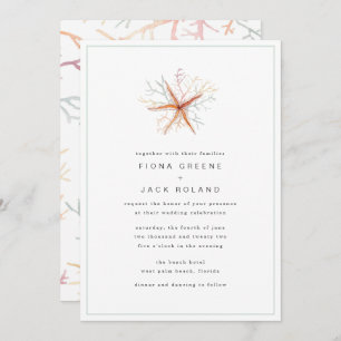 Florida Coastal Beach Watercolor Wedding Invitatio Invitation