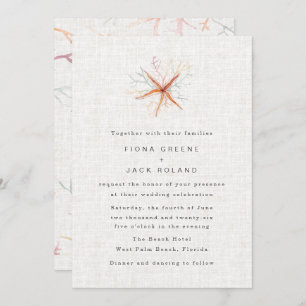 Florida Coastal Beach Watercolor Wedding Invitation