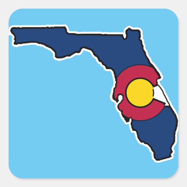 Florida Colorado flag square sticker labels (Front)