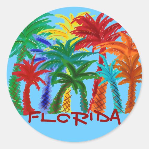 Florida colorful palm tree stickers