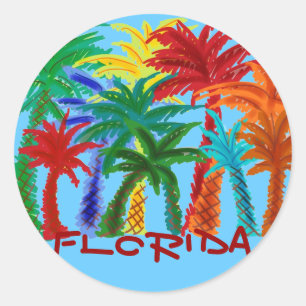 Florida colorful palm tree stickers