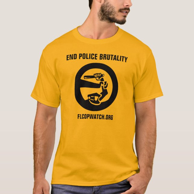Florida CopWatch "End Police Brutality" Gold Shirt (Front)