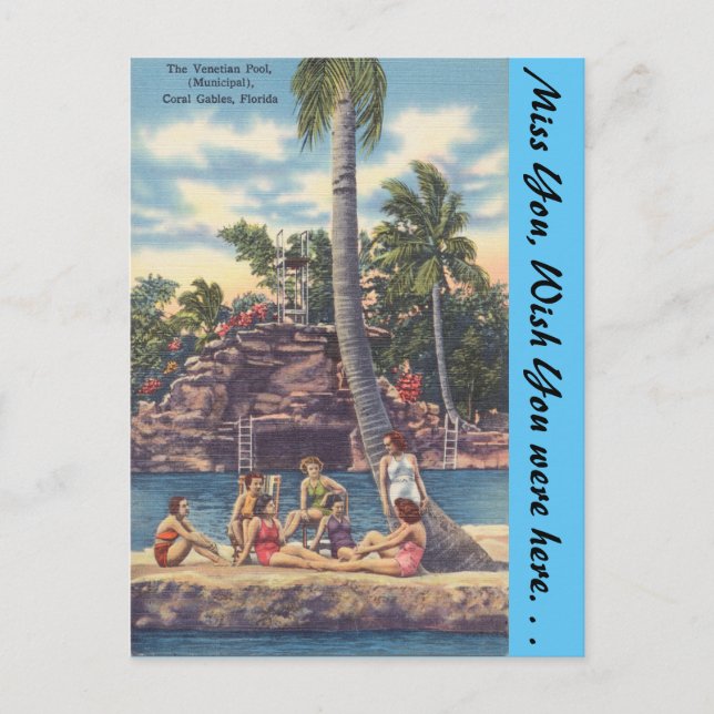 Florida, Coral Gables, Venetian Pool Postcard (Front)