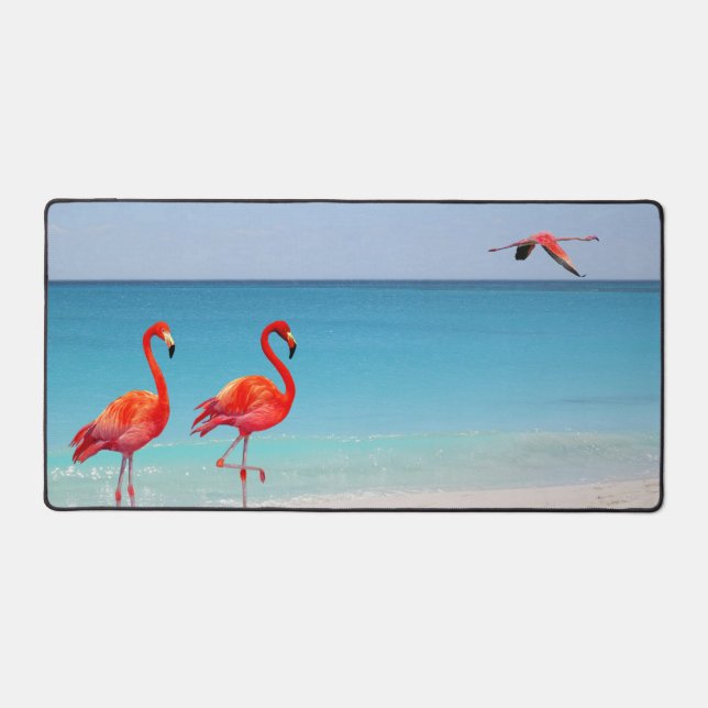 Florida Coral Pink Flamingos  Desk Mat (Front)