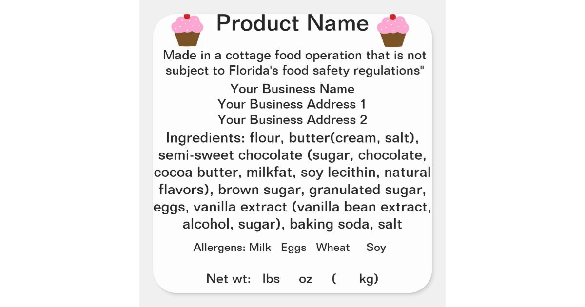 FLORIDA Cottage Food Law Sticker/Label Square Sticker Zazzle com