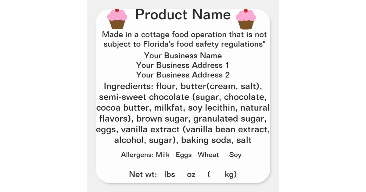 FLORIDA Cottage Food Law Sticker/Label Square Sticker FLORIDA Cottage Food Law Sticker/Label Square Sticker