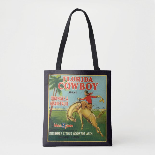 Florida Cowboy Brand Oranges and Grapefruit Label Tote Bag (Front)