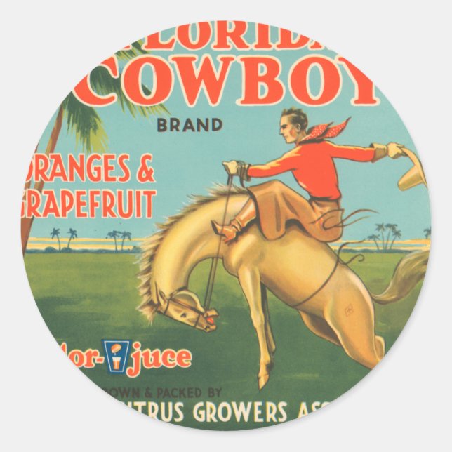 Florida Cowboy Classic Round Sticker (Front)
