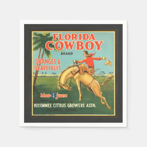 Florida Cowboy Oranges  Grapefruit Vintage Ad Pos Napkins