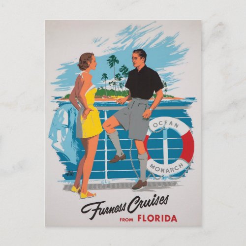 Florida Cruises Restored Vintage Poster Postcard