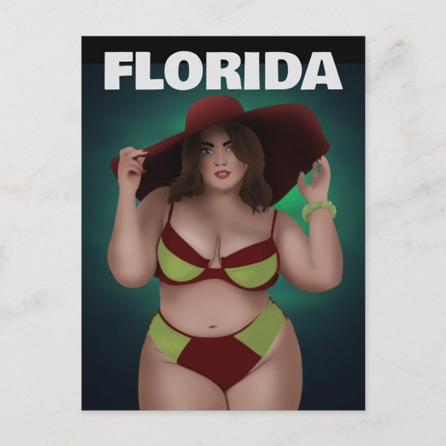 FLORIDA CURVY BBW ART WOMAN BIKINI GIRL POSTCARDS (Front)