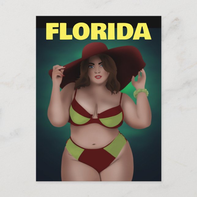 FLORIDA CURVY BBW ART WOMAN BIKINI GIRL POSTCARDS (Front)