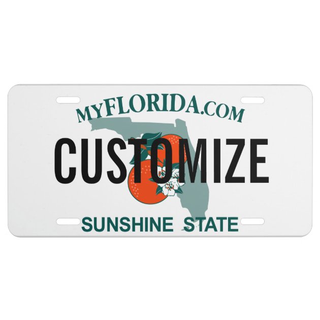 Custom Florida Aluminum License Plate Tag Personalized Auto Tag Sunshine State 