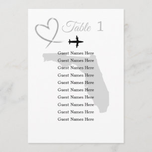 Florida Destination Wedding Table Plan Card