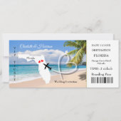 Florida Destination Wedding Ticket Boarding Pass Invitation (Front)