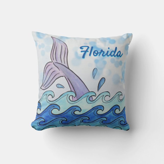 Florida Dolphin Tail Outdoor Pillow (Front)