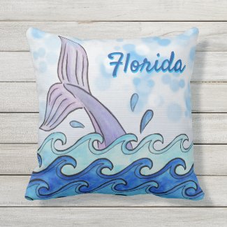 Florida Dolphin Tail Outdoor Pillow