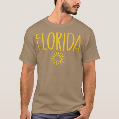 Florida Drawing of the Sun Amber Print  T_Shirt
