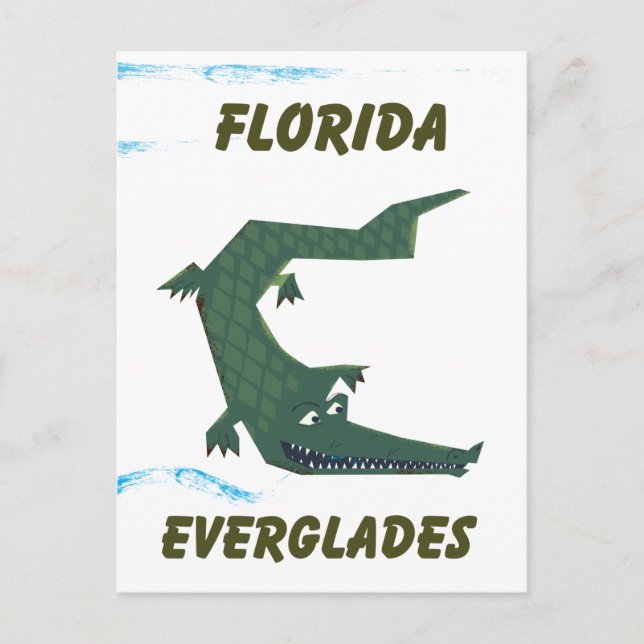 Florida Everglades Alligator vacation art. Postcard (Front)