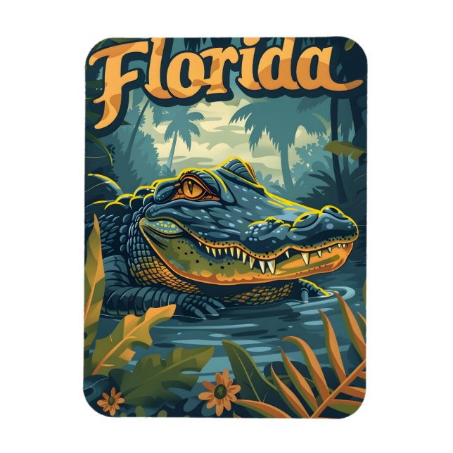 Florida Everglades Alligator Vintage Magnet (Vertical)