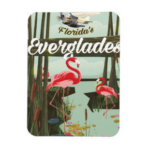 Florida Everglades cartoon travel poster Magnet