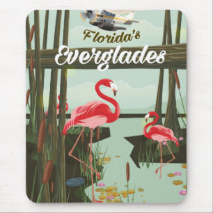 Florida Everglades cartoon travel poster Mouse Pad