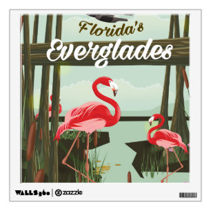 Florida Everglades cartoon travel poster Wall Sticker