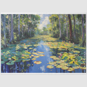 Florida Everglades River Trees Painting Decoupage Tissue Paper