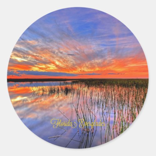Florida Everglades scenic panorama Classic Round Sticker