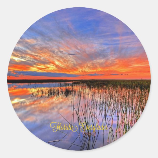 Florida Everglades, scenic panorama, Classic Round Sticker (Front)