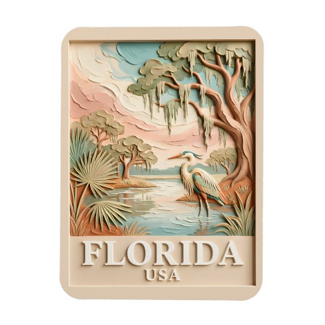 Florida Everglades Wildlife Bird Texture Landscape Magnet (Vertical)