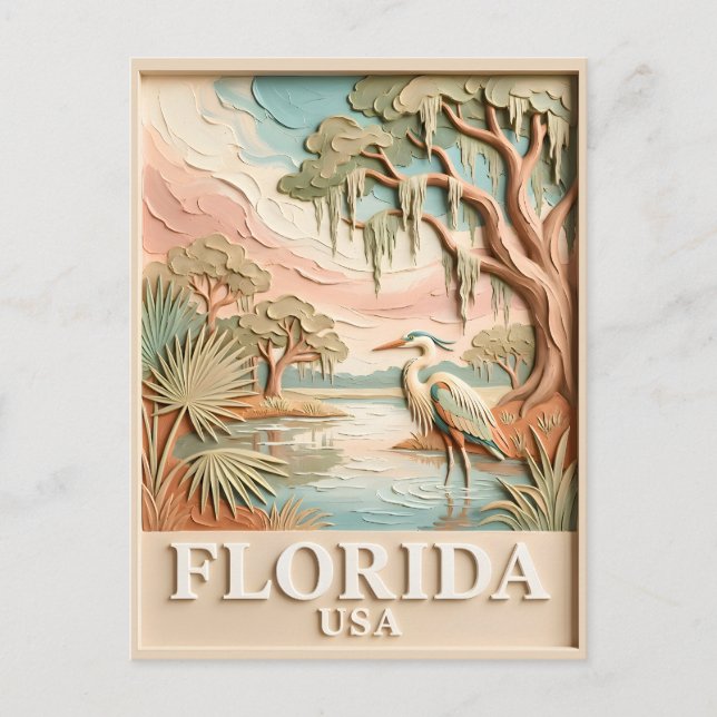 Florida Everglades Wildlife Bird Texture Landscape Postcard (Front)