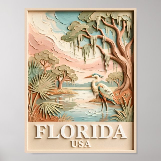 Florida Everglades Wildlife Bird Texture Landscape Poster (Front)