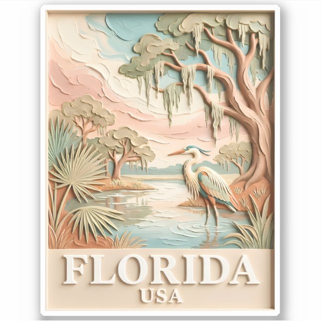 Florida Everglades Wildlife Bird Texture Landscape Sticker (Front)