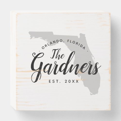Florida Family Monogram State Map Wooden Box Sign