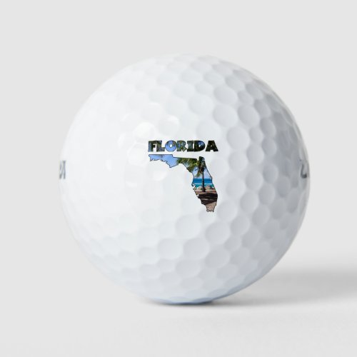 Florida FL Palm Tree and Beach Light Print Golf Balls