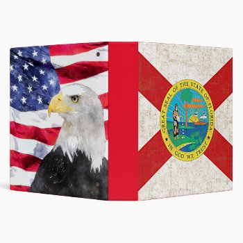 Florida Flag Aged/american Flag & Eagle Binder by manewind at Zazzle