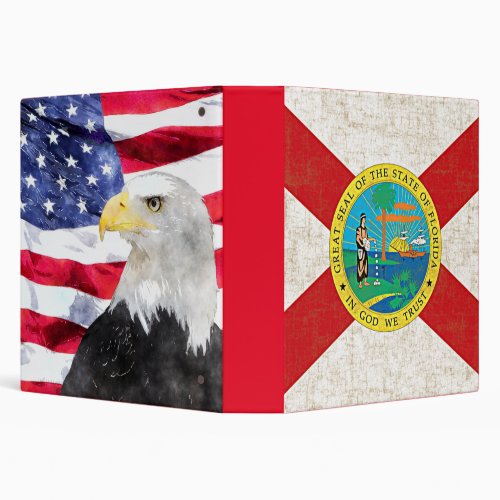 FLORIDA FLAG AGEDAMERICAN FLAG  EAGLE BINDER