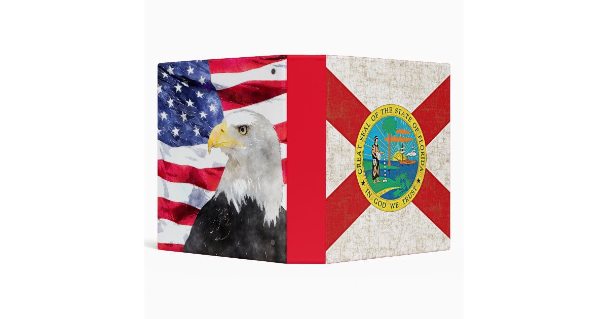 Florida Flag Aged American Flag Eagle Binder