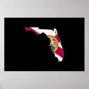 Florida flag and map poster