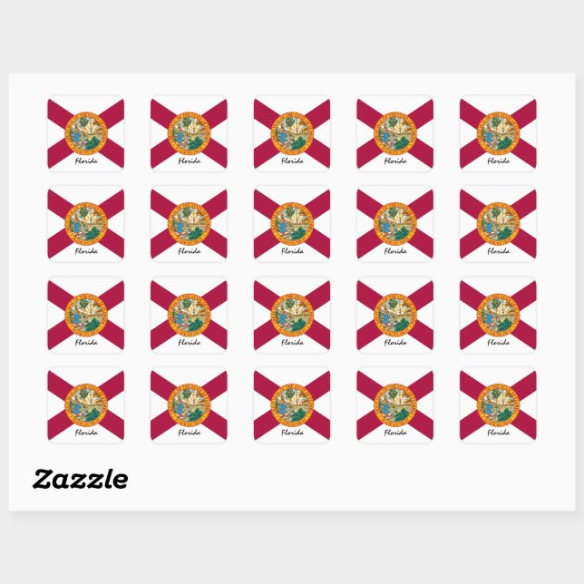 Florida Flag & Florida State USA / sports Square Sticker (Sheet)