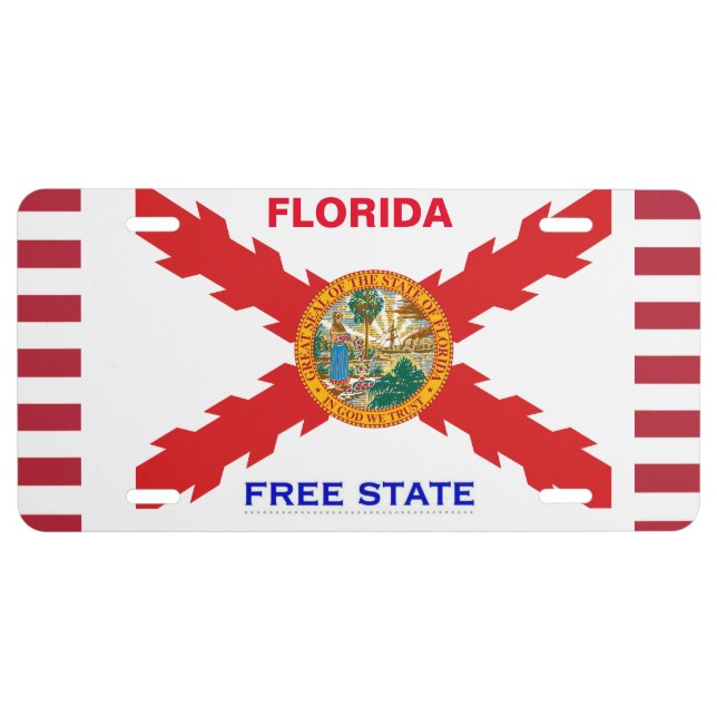 Florida flag free state License Plate (Front)