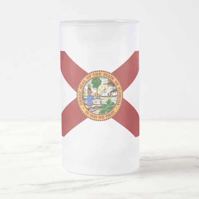 Florida flag frosted glass beer mug (Center)