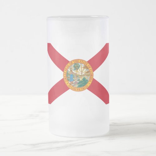 Florida Flag Frosted Glass Beer Mug