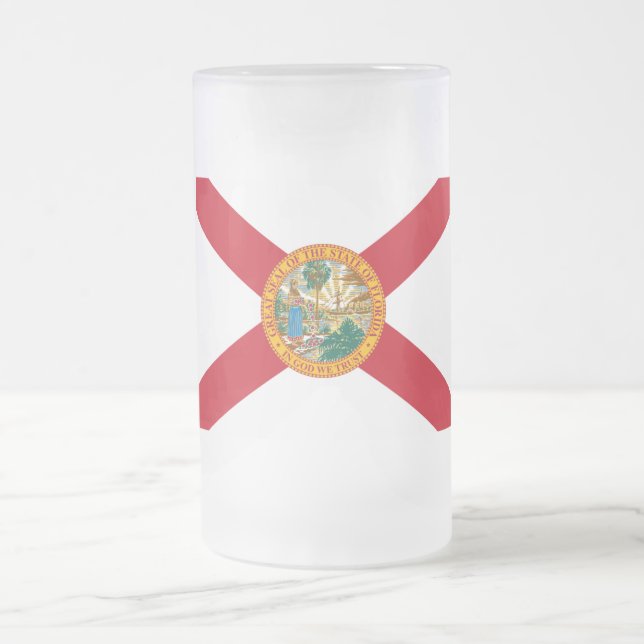 Florida Flag Frosted Glass Beer Mug (Center)