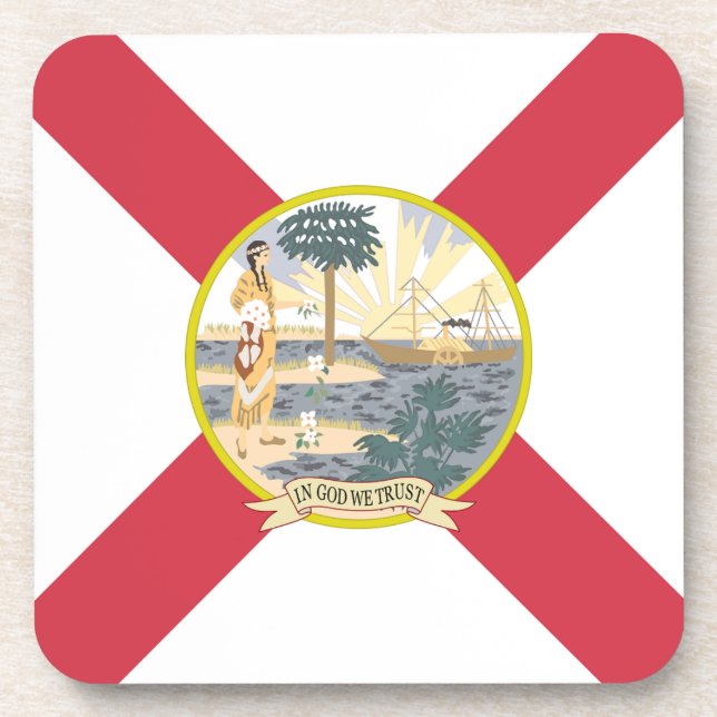 Florida Flag: The Sunshine State of Floridians Beverage Coaster (Front)
