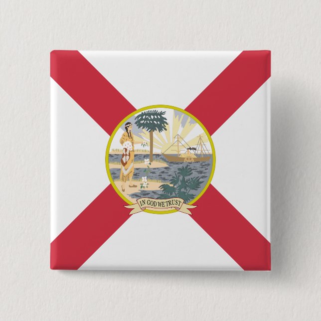 Florida Flag: The Sunshine State of Floridians Button (Front)