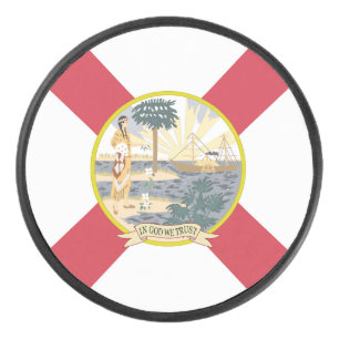 Florida Flag: The Sunshine State of Floridians Hockey Puck