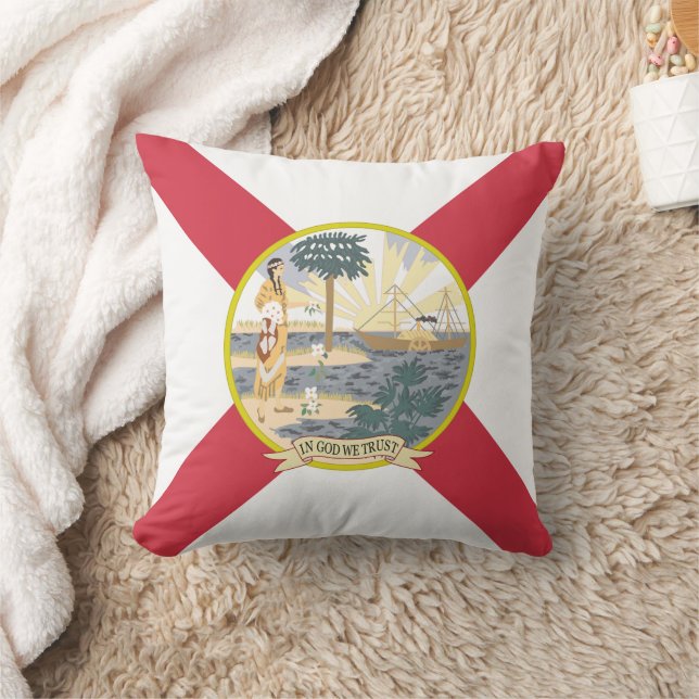 Florida Flag: The Sunshine State of Floridians Throw Pillow (Blanket)